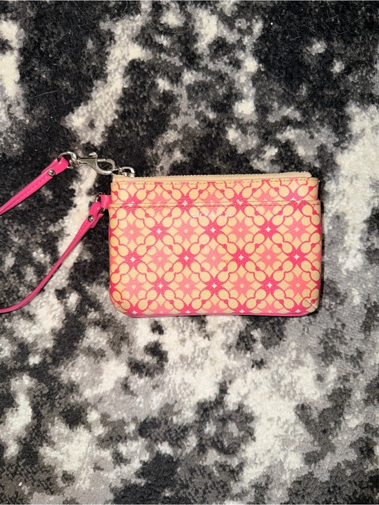 Coach Other - Coach Pink Tan Signature Print Wristlet Pouch Y2K